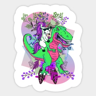 The Green Dino and Uni Sticker